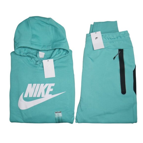 Nike Tech Fleece Mens Size 2XL Sweatsuit Matching Outfit Hoodie Set Teal Aqua - Picture 12 of 12